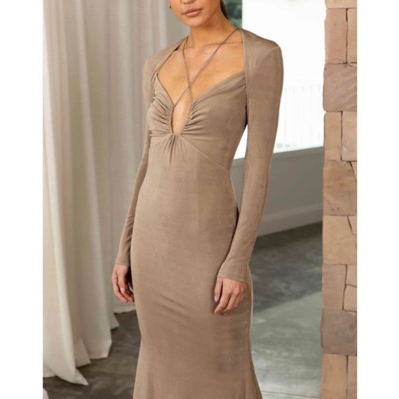 MISHA Engracia Dress in Khaki size 8 - Picture 3 of 10